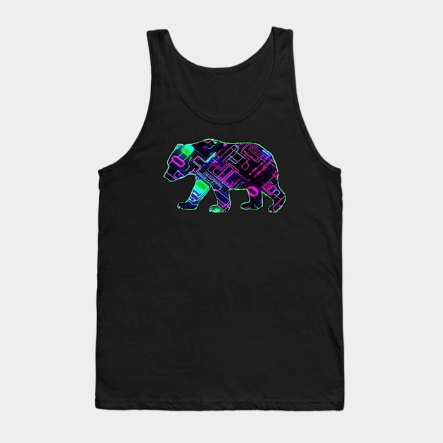 Neon Electric Bear Tank Top by Anastasiya Malakhova